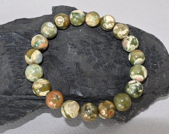 Bracelet rhyolite 10 mm, bracelet pierres précieuses bracelet rhyolite bohème perles cristal bracelet bijoux cadeau bracelet extensible pierre rhyolite