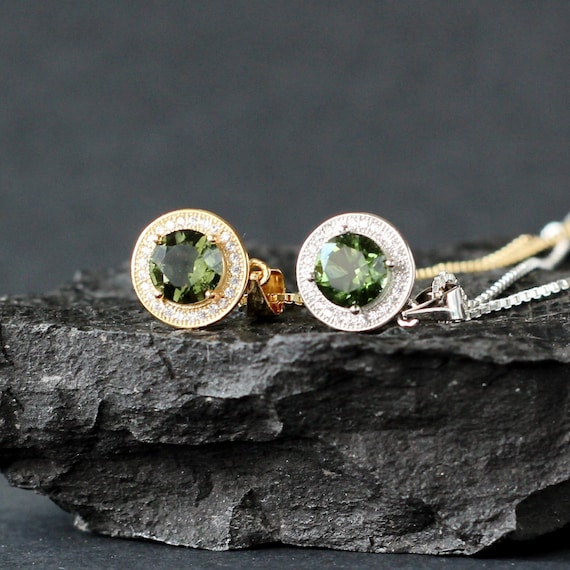 Moldavite Stone Real Moldavite Earrings Mm Stone Silver MOLDAVITE - Main Image