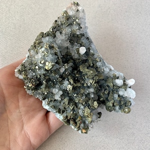 PYRITE CRYSTALS with White Quartz, 445 g Mineral Specimen from China crystal mineral specimens, crystal mineral thumbnail specimen
