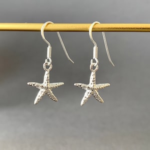 Sterling Silver Starfish Earrings – Beach Jewelry, Sea Star Dangle Earrings, 18K Gold-Plated Option, Perfect Ocean - Themed Gift for Women