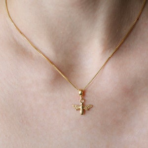 Dainty Bee Necklace - Sterling Silver or Gold Plated Honey Bee Pendant - Bumble Bee Necklace Gift for Bee Lovers - 925 Silver Bee Jewelry