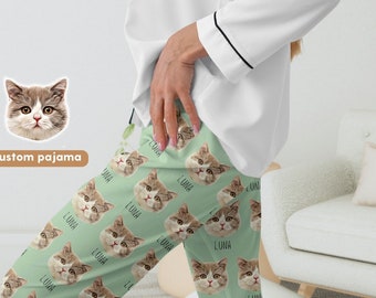 Custom Pet Pajamas Using Pet Photo + Name Personalized Dog Pajamas Custom Cat Pyjamas Dog Pjs Cat Pajamas for Women Puppy Christmas Pajamas