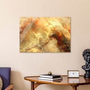Amber Swir - Tempered Glass Wall Art, Gold Wall Decor, Modern Wall Art, Wall Hangings, Gift for Home, Abstract Wall Art, Living Room Art