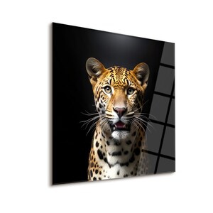 Regal - Tempered Glass Wall Art, Leopard Wall Decor, Wildlife Safari Animal Wall Art, Home Decor Wall Hangings, Leopard Lover Gift
