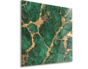 Emerald Tempered Glass Abstract Wall Art, Green Wall Decor, Modern Home Decor, Unique Wall Art, Wall Hangings, Housewarming Gift