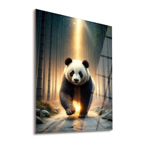 Soft - Hartowane szkło ścienne, Dekoracja ścienna z pandą, Plakat z pandą, Prezent dla miłośnika pandy, Sztuka ścienna ze zwierzętami dzikimi, Zawieszki ścienne