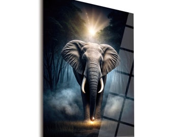 Elefant gehärtetes Glasdekor, Elefant-Wand-Dekor, Elefant-Plakatmalerei-Druck, Elefant-Liebhabergeschenk, Wandbehänge, Elefantgeschenke