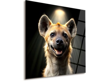 Wildness - Tempered Glass Wall Art, Hyena Wall Decor, Hyena Poster Painting Print, Wildlife Animal Wall Art, Wall Hangings, Hyena Wall Art