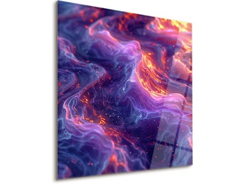 May include: Abstract digital art print with swirling lines of purple, blue, and orange. The lines are reminiscent of flowing water or smoke.