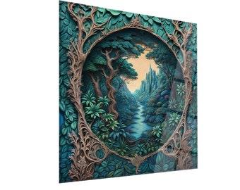 Tempered Glass Wall Art, Unique Nature Wall Decor, Modern Wall Art, Living Room Wall Art, Wall Hangings, Gift for Home, Emerald Valley