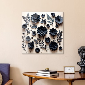 Counterbalance Tempered Glass Wall Art, Floral Wall Decor, Black White Wall Art, Modern Home Decor, Flowers Wall Art, Living Room Wall Decor