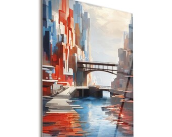 Bridge View Tempered Glass Wall Art for Modern Home Decor, Stunning Tempered Glass Wall Decor Featuring Iconic Bridge View, Rustic Poster