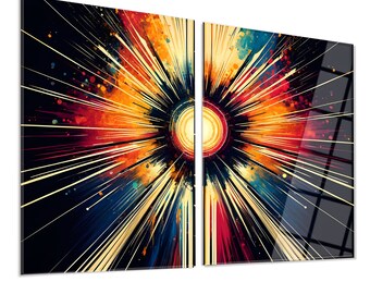 Cosmic Star Glass Wall Art Set, Colorful Home or Office Decor, Vibrant Star Tempered Glass Art, Large Glass Poster Set