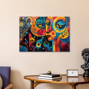 CubistIQ - Tempered Glass Wall Art, Modern Wall Decor, Picasso Inspired Colorful Abstract Wall Art, Modern Home Decor, Wall Hangings