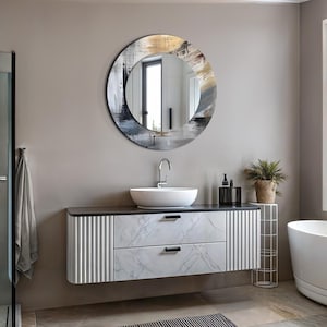 Modern Mirror for Wall, Decorative Mirror Wall Decor, Round Mirror for Bathroom, Living Room Wall Art, Tempered Glass, Wall Hangings