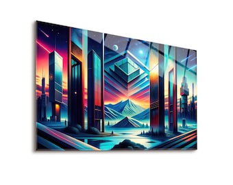 Illusion Themed Tempered Glass Wall Art, Glass Poster Like Science Fiction Movie Scene, Home and Office Decor, Gift for Housewarming