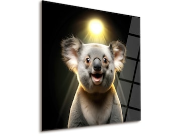 Bliss - Tempered Glass Wall Art, Cute Koala Wall Decor, Wall Hangings, Home Decor, Koala Lover Gift, Wildlife Animal Wall Art