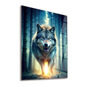 Tempered Glass Wall Art, Wolf Wall Decor, Wall Hangings, Wild Animal Wall Art, Wolf Lover Gift, Wolf Print Painting Poster, Rebellios