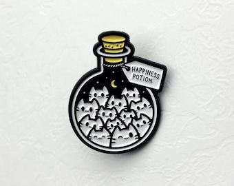 Cat Potion Enamel Pins, Garment Metal Pins Cat Lover Gift Animal Accessories Happiness Potion Bottle