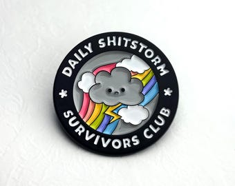 Daily Storm Survivor Club Enamel Pin, Garment Rainbow Metal Pins Mental Health Awarness Accessories