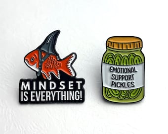 Emotional Support Enamel Pins, Garment Badge Metal Pin Mental Health Awarness Gifts Pickle Lover