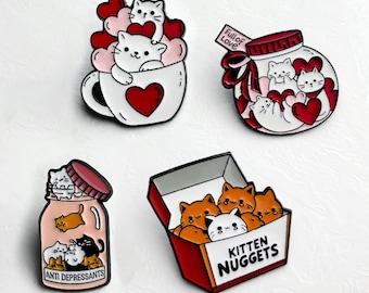 Cute Cat Pins, Enamel Pin Cat Lovers Gift Garment Metal Pins Kitten Nuggets Love Potion