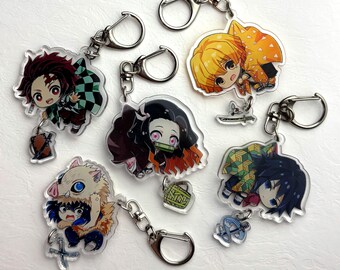 Kimetsu no Yaiba Keychain, Demon Slayer Acrylic Keychains Anime Lover Gift