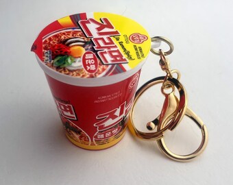 Instant Noodles Cup Keychain, Spicy Ramen Pendant