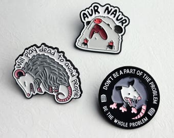 Opossum Pins, Cute Enamel Pin Possum Lover Gift Garment Metal Pins Aur Naur