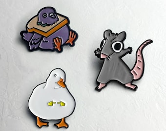 Funny Animals Pins, Cute Enamel Pin Garment Metal Pins Pigeon Lover Gift Cartoon Rat
