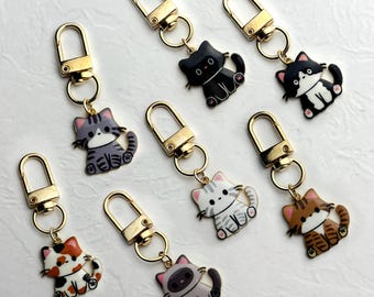 Cat Keychains, Kitten Pendant Key Trinkets Cats Lover Gift Metal Keychain Kawaii Wallet Accessories