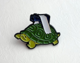 Dangerous Turtle Enamel Pin, Garment Metal Pins Silly Green Turtles Lover Gift
