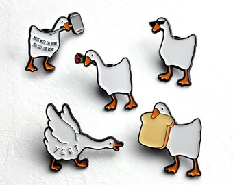 White Geese Pins, Untitled Goose Enamel Pin Garment Metal Pins Gamer Gift Honk Yeet