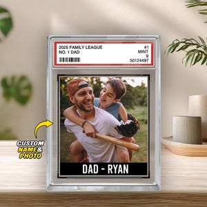 Baseball No. 1 Dad Personalized Name Dad & Kid Acrylic Block Plaque, Fathers Day Gift for Soccer Dad, Dad and Son Custom Photo, Dad gifts
