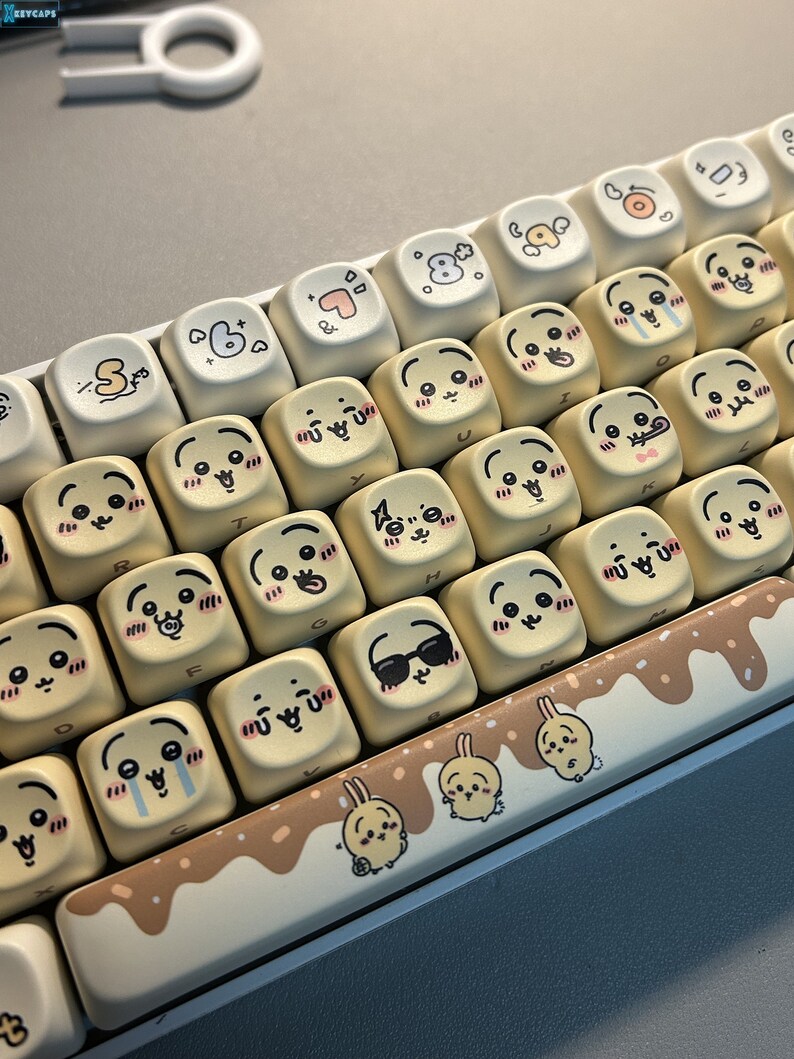 Chiikawa Cute Yellow PBT Anime Keycap Set for Mechanical Keyboard ...