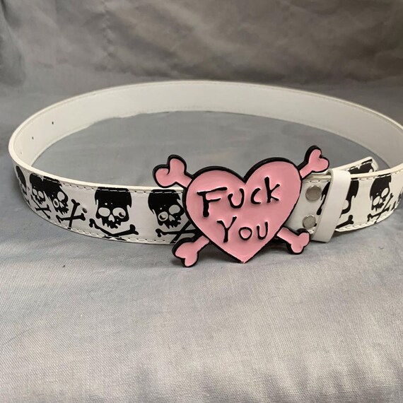 Y2K Skull Punk Leather Belt, Trendy Waistband, Y2K Belt,rock