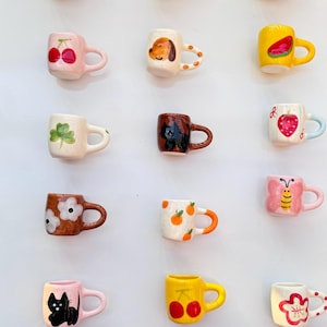 Handmade Mini Ceramic Cup Fridge Magnet , Small Cup Home Decor, Christmas gift, Mom gifts  Tiny Cup Magnet  for Kitchen Decoration