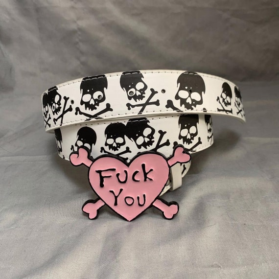 Y2K Skull Punk Leather Belt, Trendy Waistband, Y2K Belt,rock