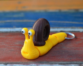 Llavero de caracol móvil, juguete antiestrés impreso en 3D, llavero articulado de animal, bonito regalo de jardín para amantes de la naturaleza, antiestrés, juguete de escritorio.