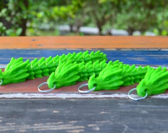 Green Flame Keychain Set of 4 - 3“, 4”, 4,5“, 6" Anime Fireball Keychains - 3D Printed Custom Flame Gift - Gamer, Cosplay, Bag Ornament