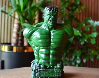 Busto de Hulk impreso en 3D, estatua de Marvel, decoración de escritorio de superhéroe, regalo para geeks, figura de coleccionista de cómics, exhibición de arte de Green Giant Smash