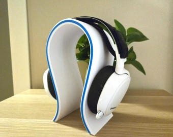 Soporte moderno para auriculares de dos colores / Elegante soporte para auriculares impreso en 3D / Organizador de escritorio minimalista, regalo para gamers, streamers y audiófilos