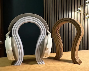 Soporte para auriculares con arco moderno / Soporte minimalista para auriculares impreso en 3D / Organizador de escritorio curvo para jugadores y audiófilos / Soporte para auriculares curvos
