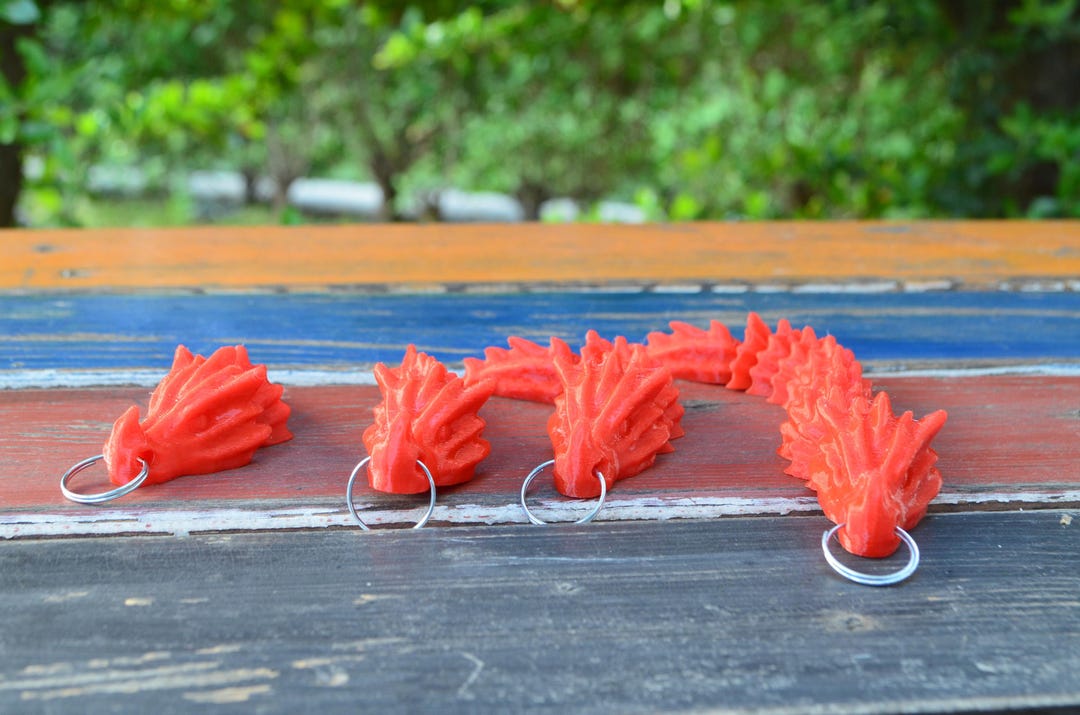 Red Dragon Keychain Set of 4 - 3“, 4”, 4.5“, 6” Anime Fireball ...