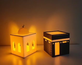 Linterna decorativa para la Kaaba y la Mezquita, luz LED islámica, decoración para el Ramadán y el Eid, decoración para el hogar musulmán, regalo islámico significativo