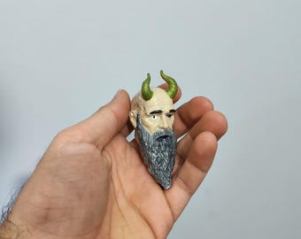Minimalist Mimir Head Figurine, Nordic Mythology Decor, Fantasy Mini Statue, 3D Printed Collectible