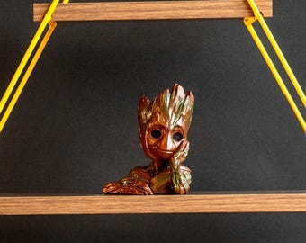 Maceta de Groot impresa en 3D, soporte para suculentas de Marvel, linda estatua de Baby Groot, decoración de escritorio, regalo para amantes de las plantas, hogar, oficina, contenedor de flores