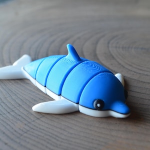 Flexi Delfinleksak 3D-tryckt ledad havsdjursfigur – Fidget sensorisk leksak för barn, skrivbordsdekoration, havssamlarpresent, posebar lek