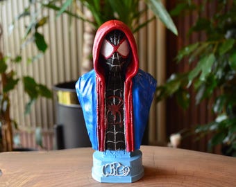 Busto de Spiderman impreso en 3D, estatua de Marvel, decoración de escritorio de superhéroe, regalo para geeks, coleccionista de cómics, figura de Spiderman con máscara, exhibición de fan art