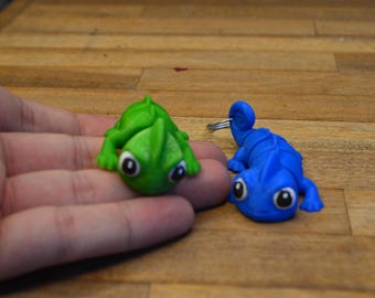 Chaveiro fofo de camaleão – Pingente de bolsa de lagarto impresso em 3D articulado – Presente de animal colorido – Chaveiro personalizado para mochila e bolsa